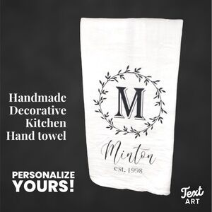 Personalized monogram handmade decorative hand towel